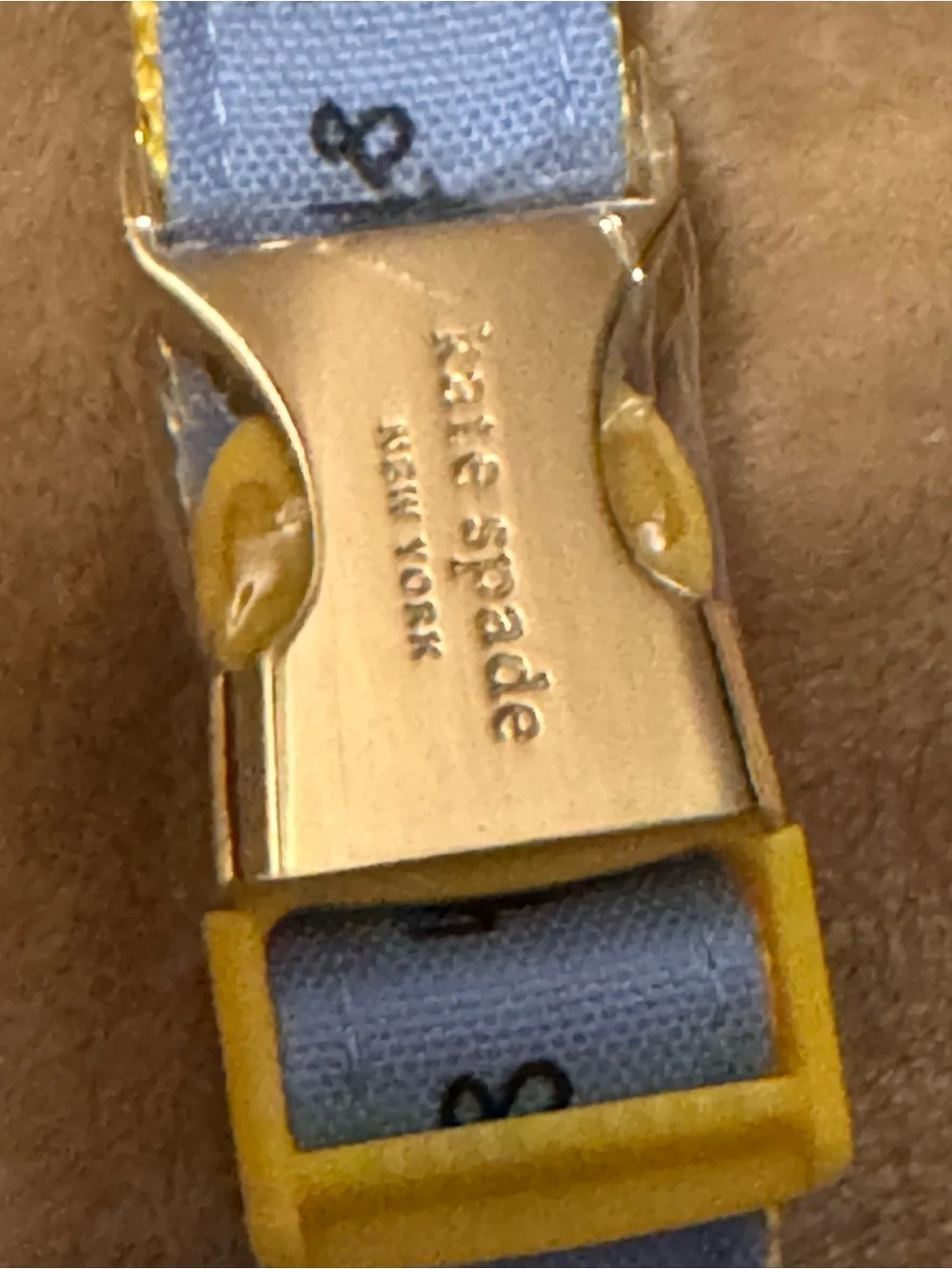 kate spade Light Blue and Yellow Pet Collar with Branded Gold Buckle M/L